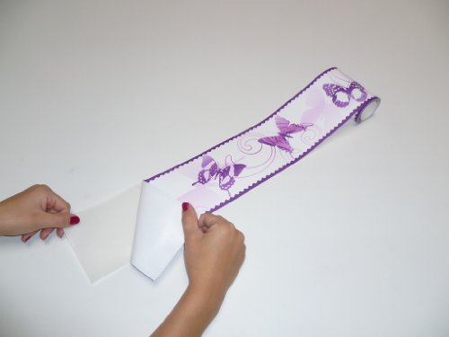 A.S. Création selbstklebende Bordüre Stick ups Schmetterlinge 5,00 m x 0,10 m lila Made in Germany 901224 9012-24 - 3